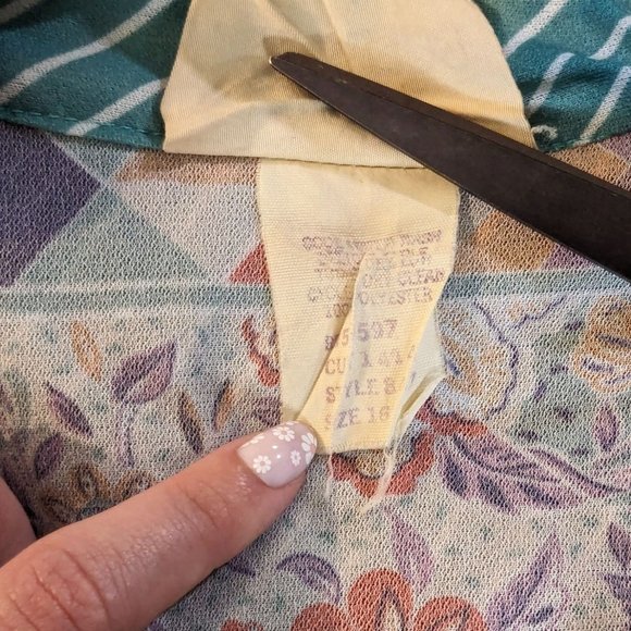 Monica Richards Vintage short sleeve Bohemian Floral Sheer polyester dress 16 - Picture 7 of 7